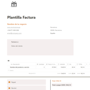 Plantilla de factura para Notion